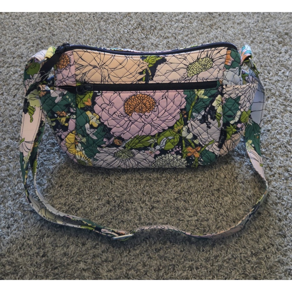Vera Bradley On The Go Bag Bloom Boom Floral Quilted Purse Crossbody * EUC *